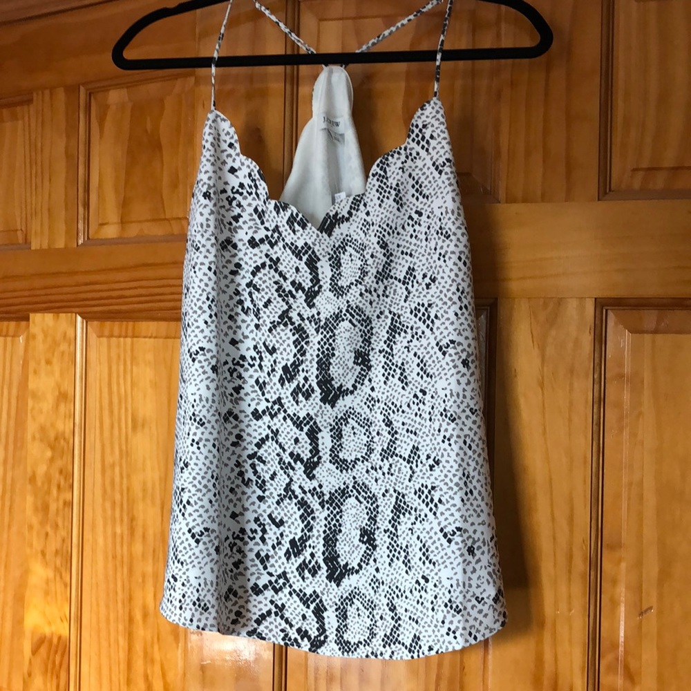 J crew adjustable scalloped cami snake skin print